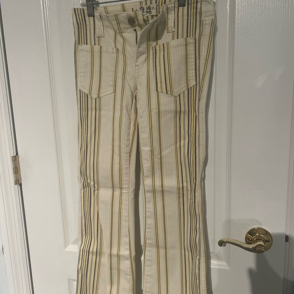 We The Free Cream and Yellow Striped Pants